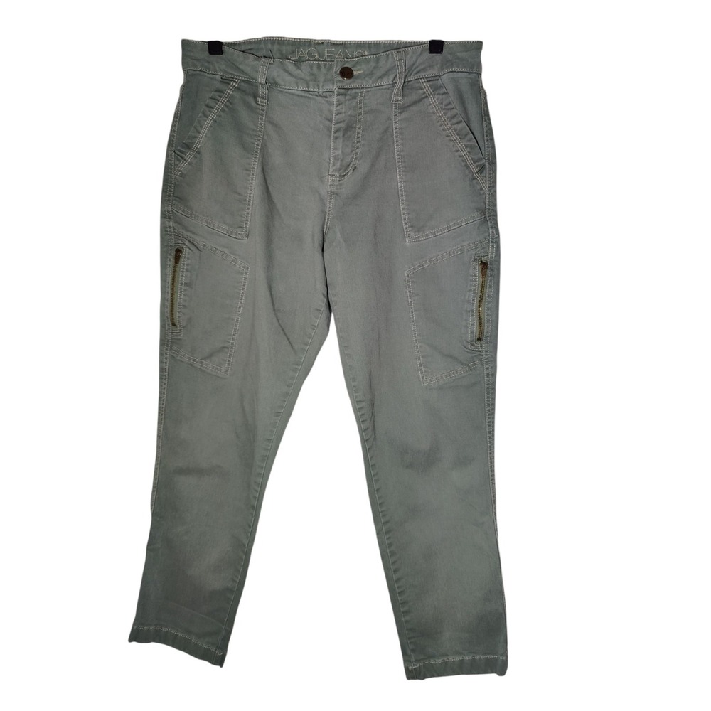 JAG Green Tapered Cropped Zippered Cargo Girlfriend Pants 10